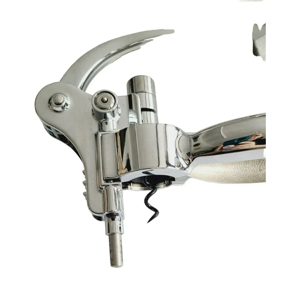 Chrome Lever Corkscrew Wine Bottle Opener with Foil Cutter Set
